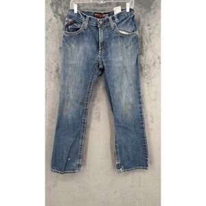 Ariat M4 Boot Cut Jeans Mens 30x30 Blue FR Low Rise Flame Resistant Denim STAINS